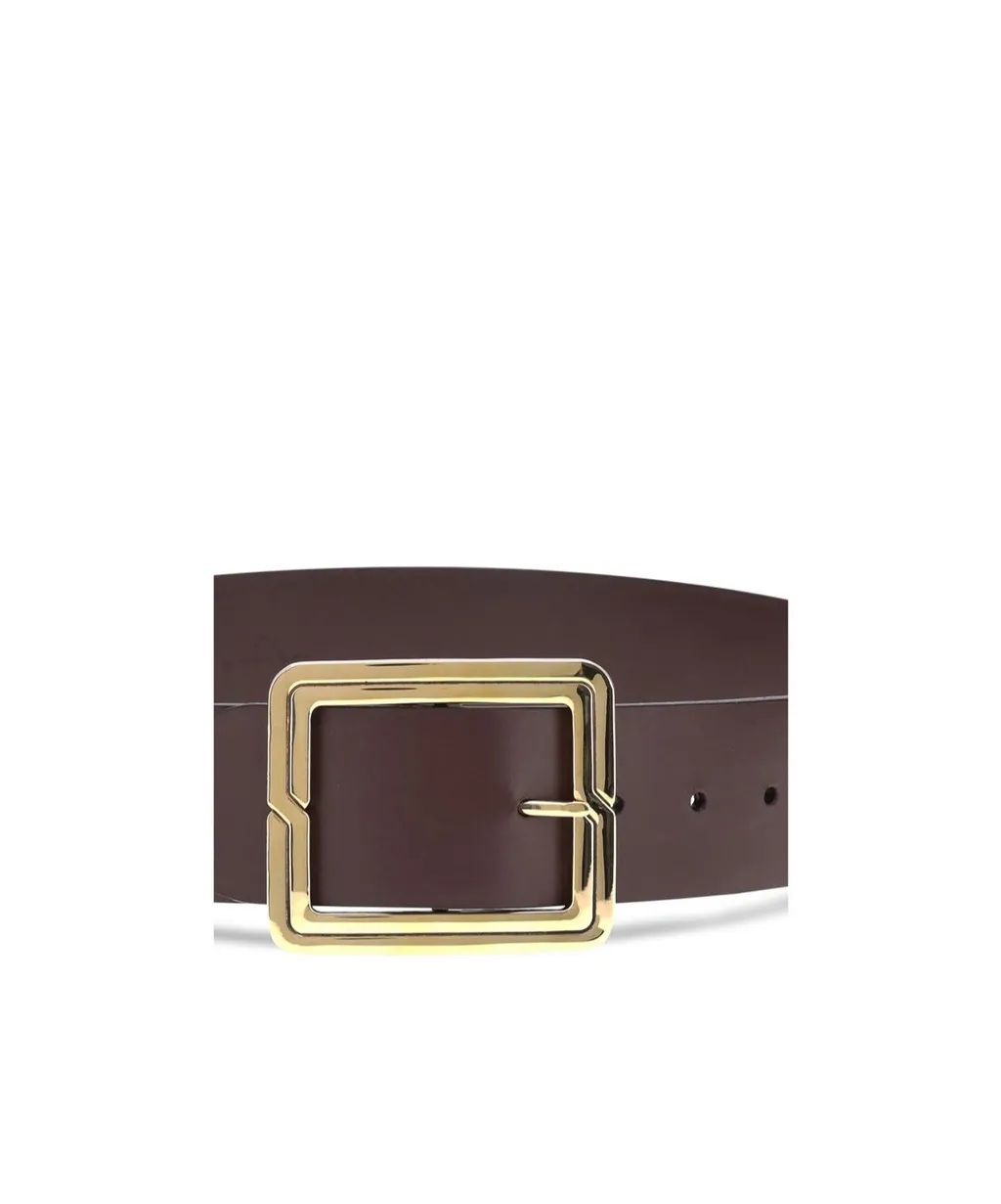 Square-Buckle Leather Belt