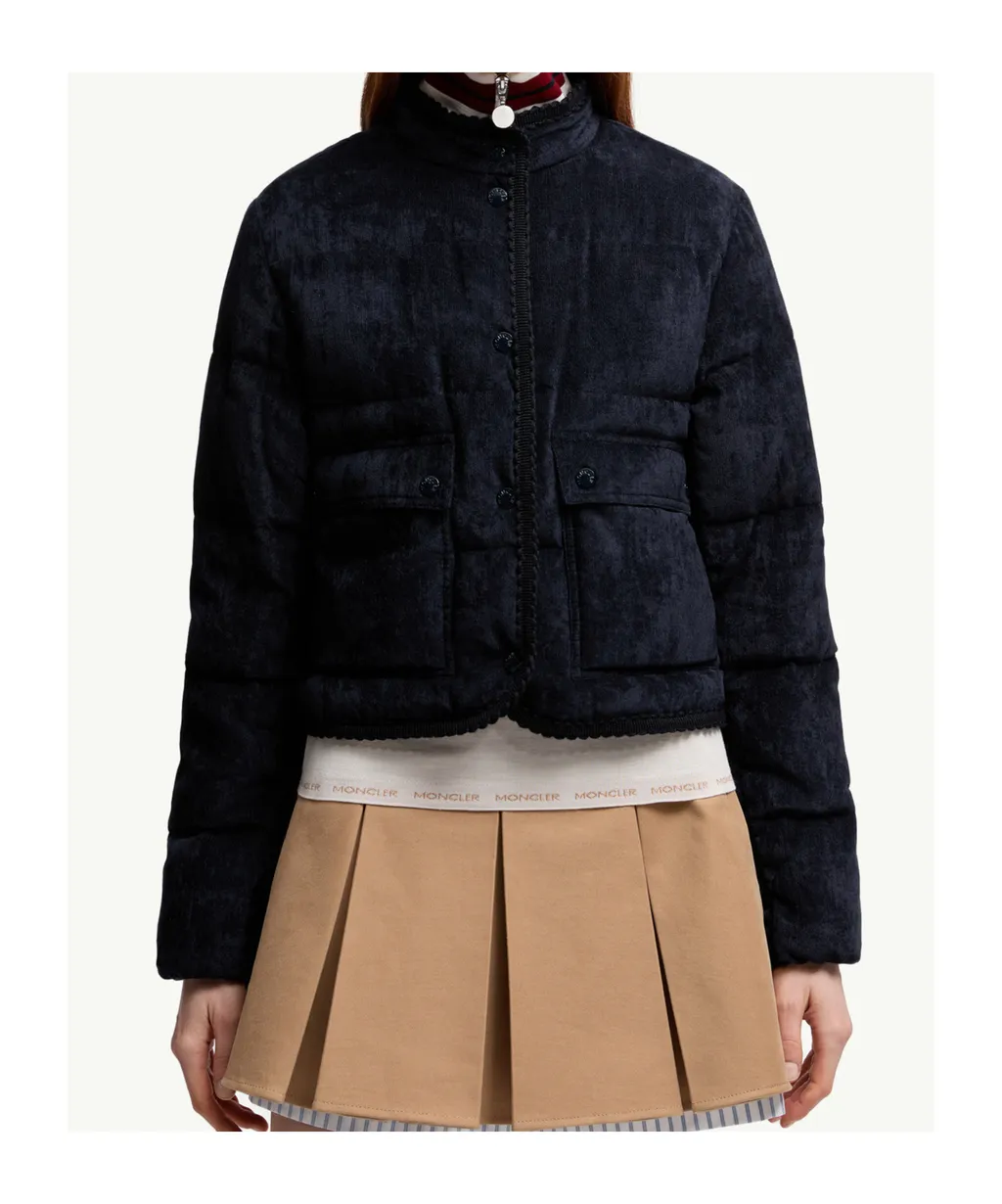 Essarts Braided Trim Corduroy Short Down Jacket