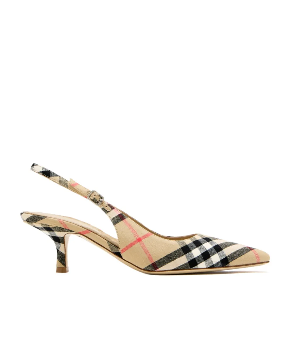 Burberry Check Dame Slingback Pumps