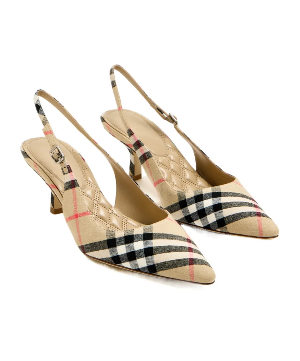 Burberry Check Dame Slingback Pumps