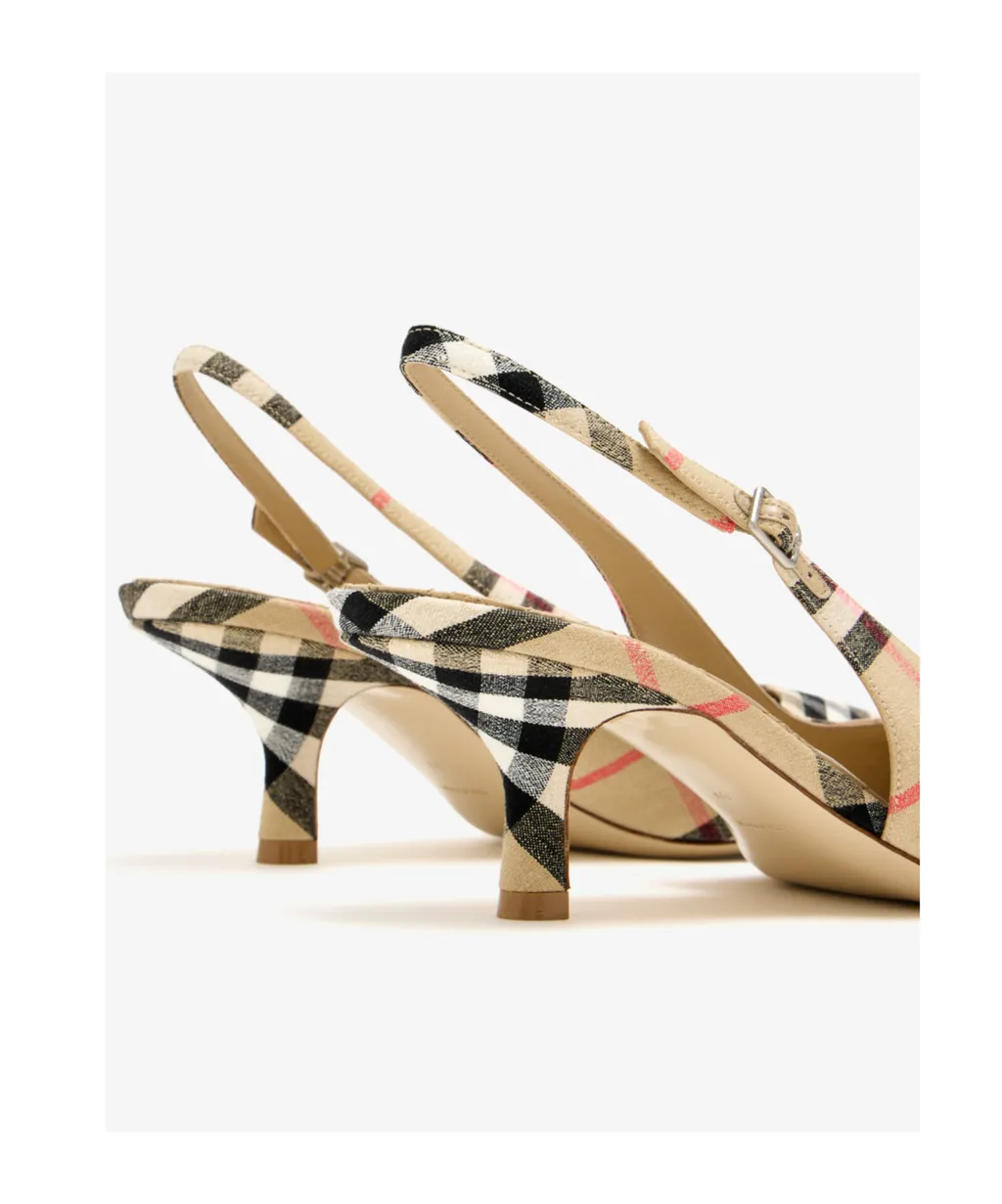 Burberry Check Dame Slingback Pumps