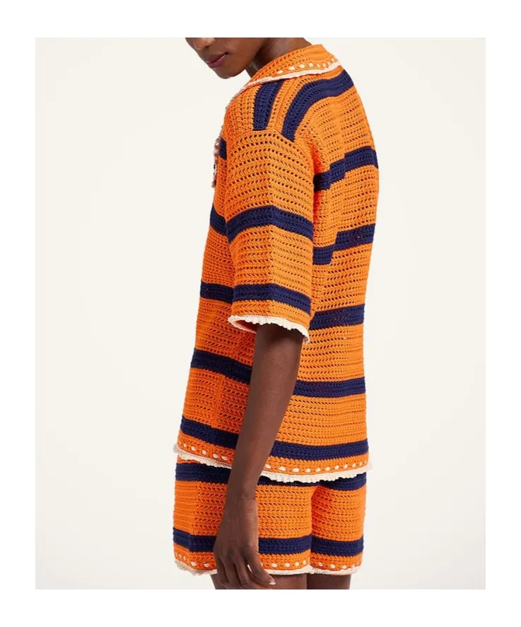Cerere Striped Crochet Shirt