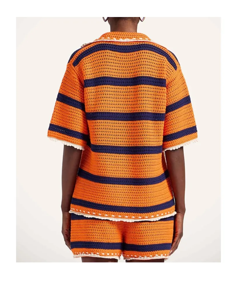 Cerere Striped Crochet Shirt
