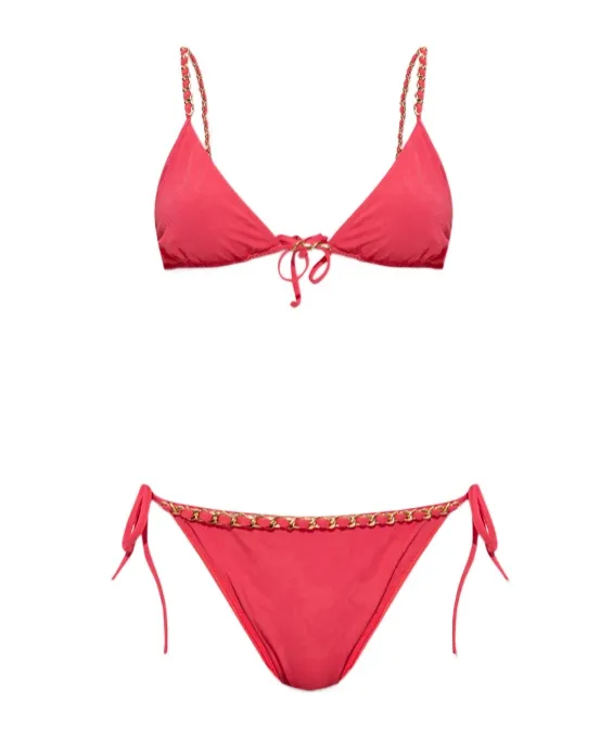 Chain-Embellished Triangle Bikini