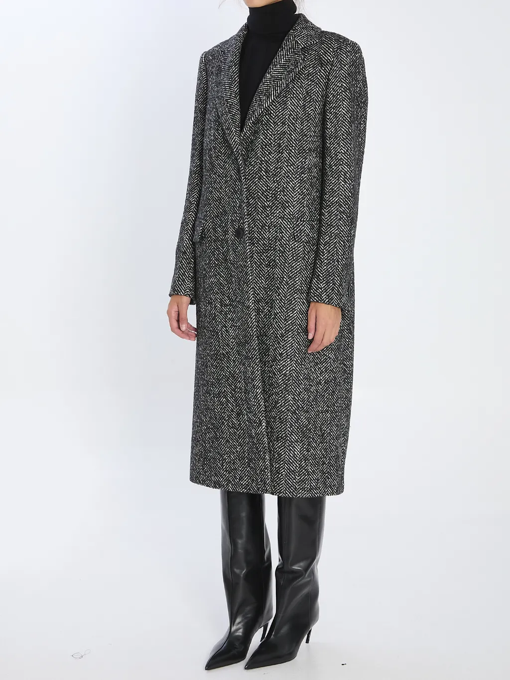 Amanda Herringbone Wool Coat