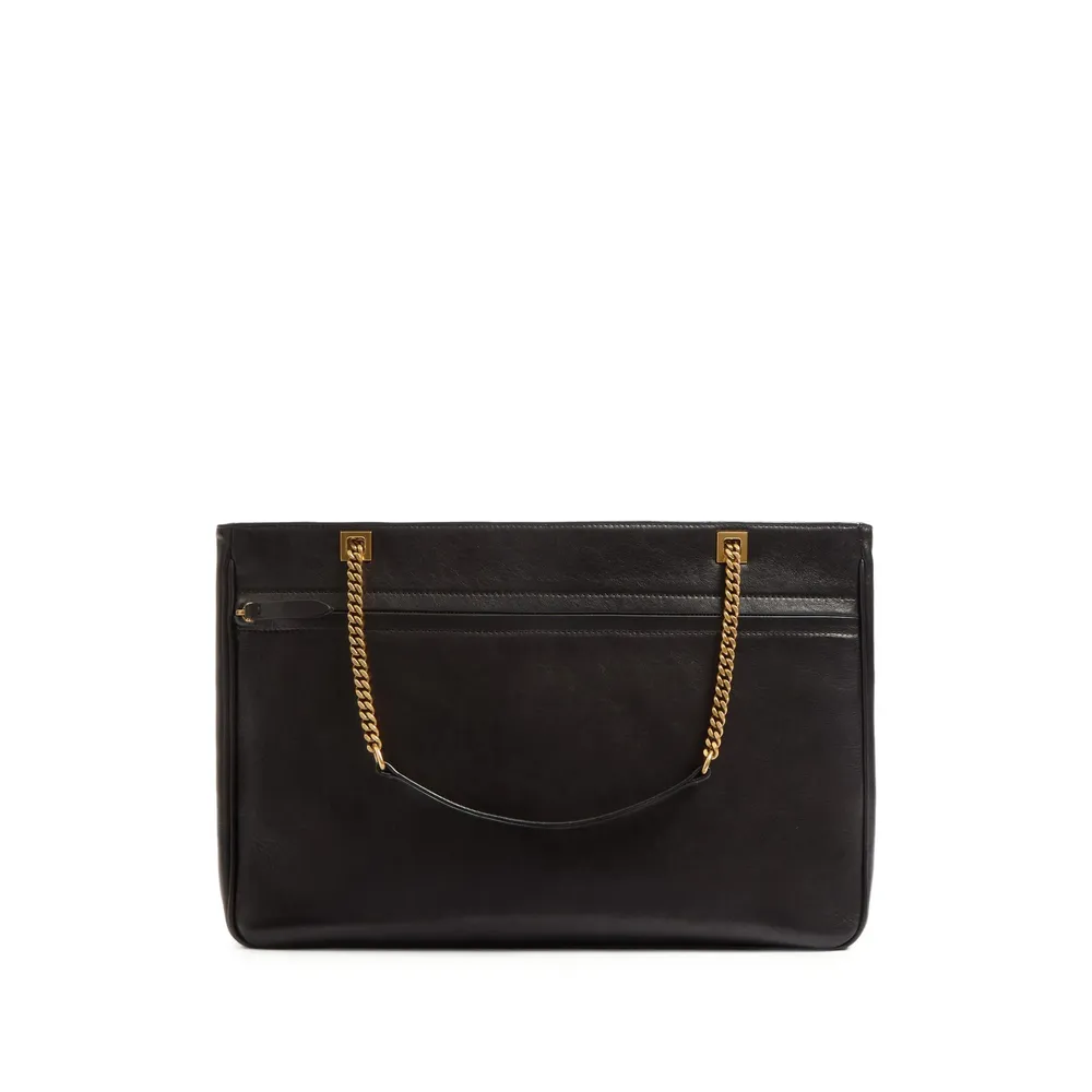 V-Detail Chain Tote Bag