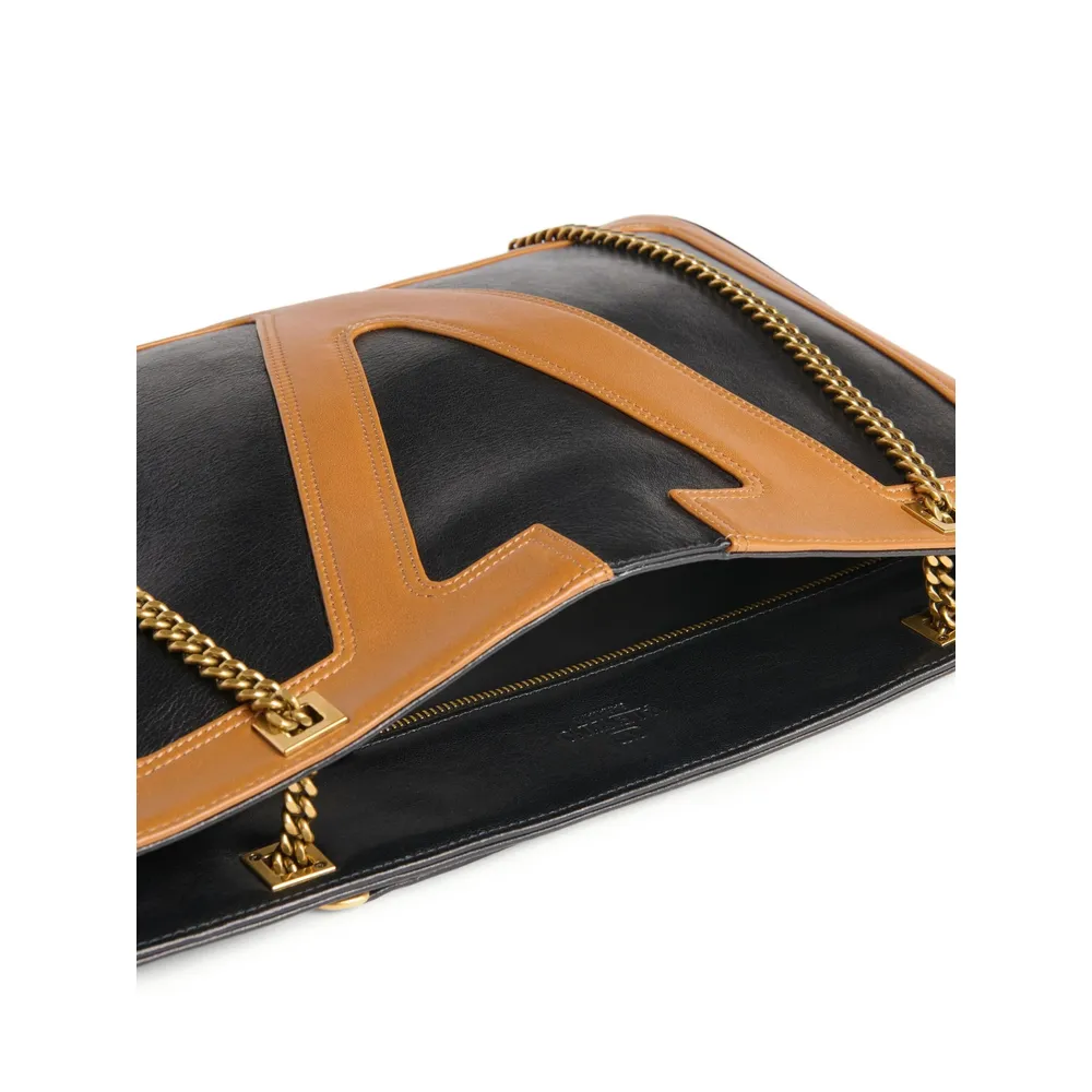 V-Detail Chain Tote Bag