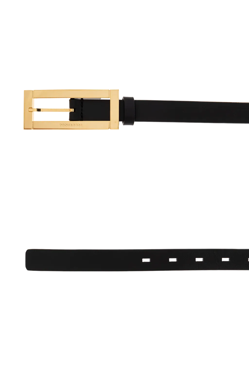 Rectangular-Buckle Leather Belt