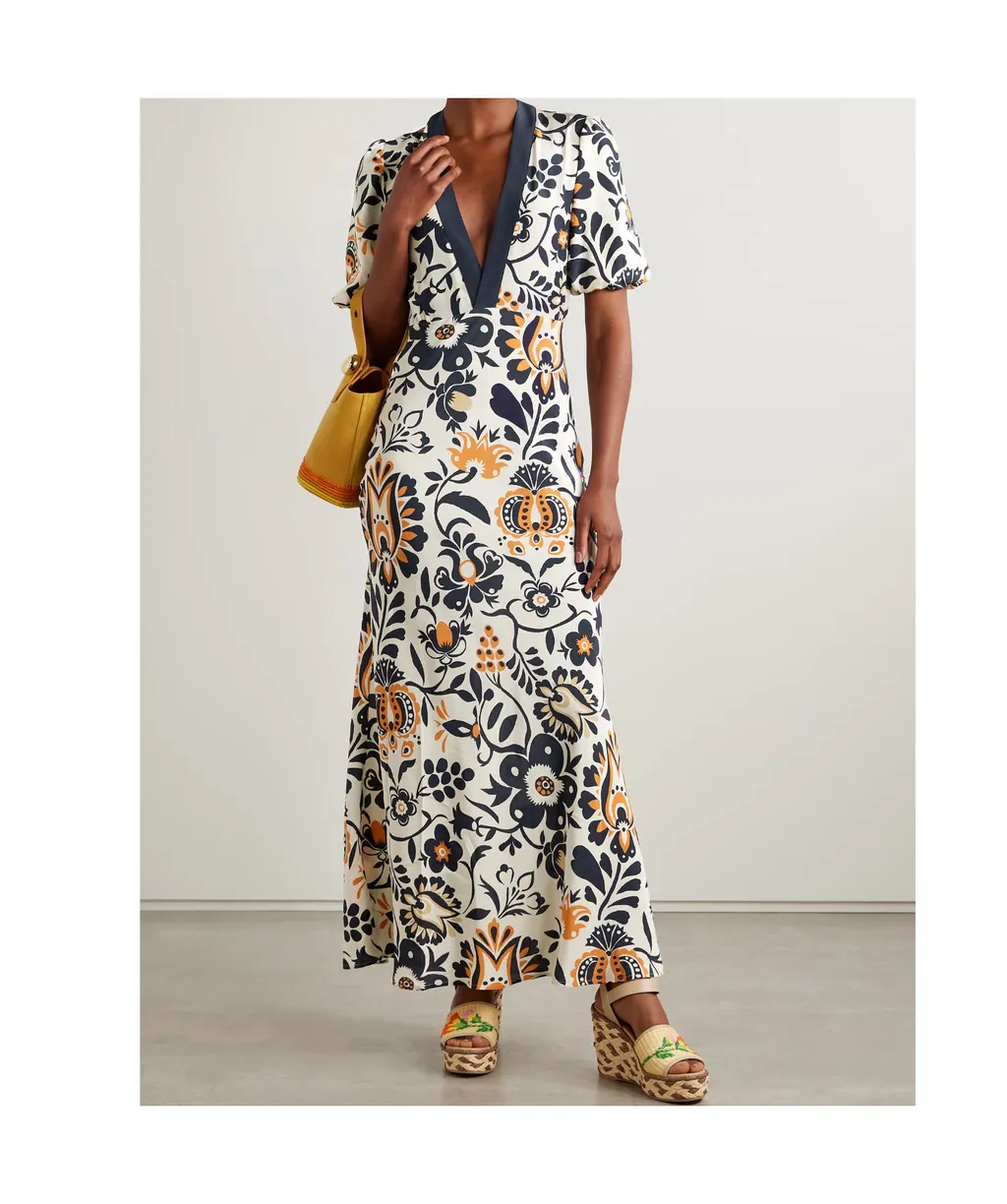 La Doublej Marlene Floral V-Neck Dress