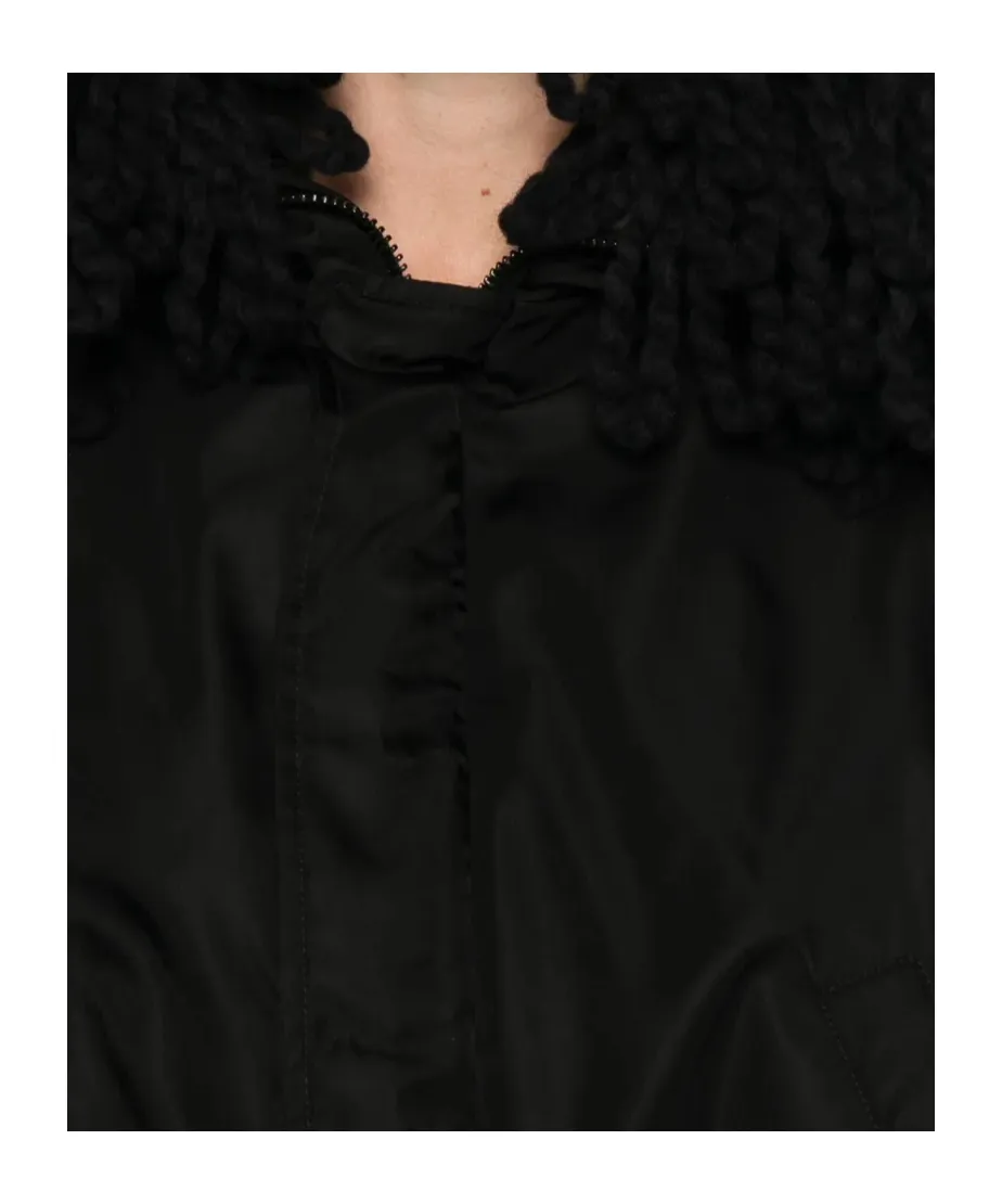 Nylon Knit Collar Short Coat