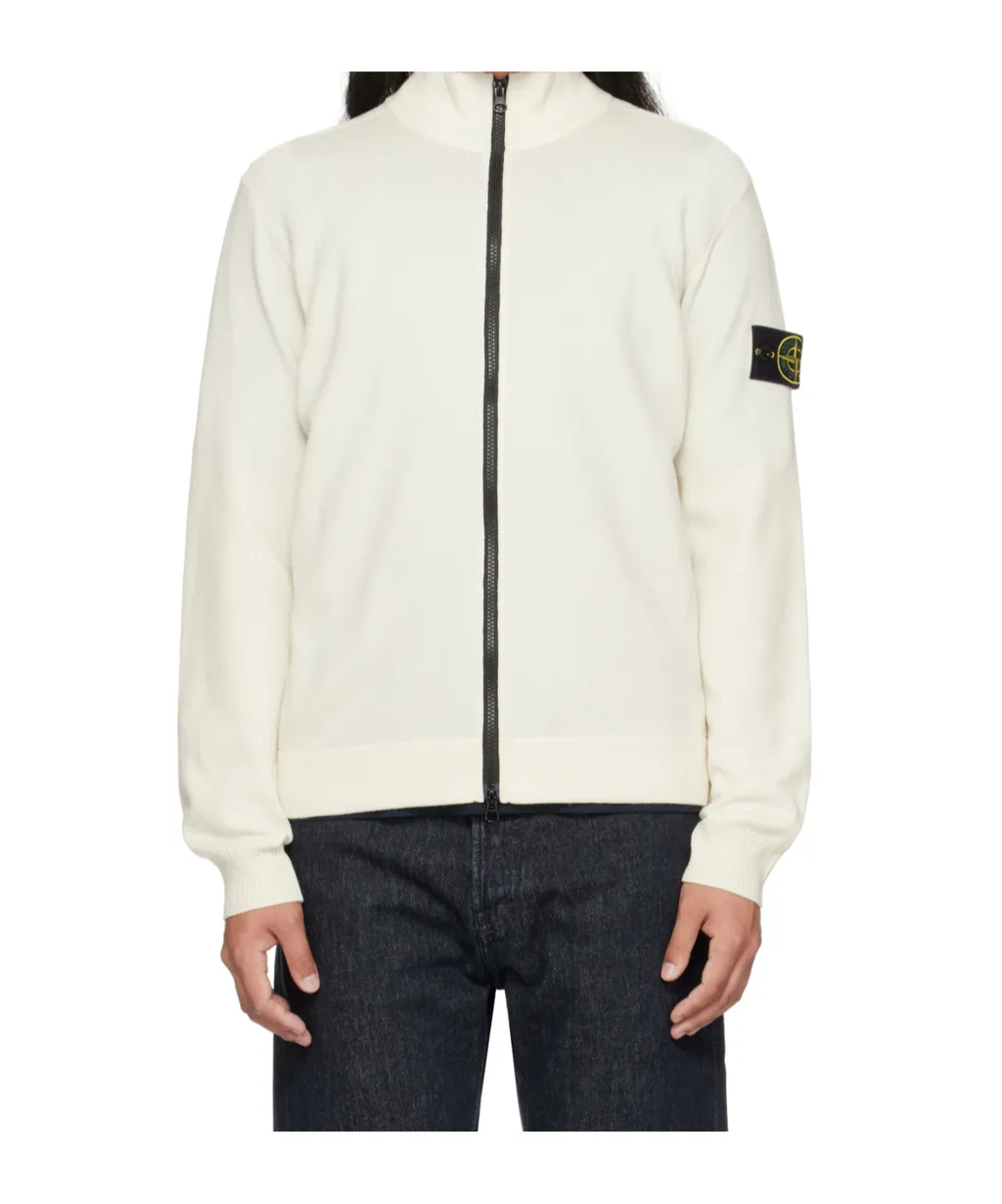 Stone Island Logo Patch Zip-Up Cardigan