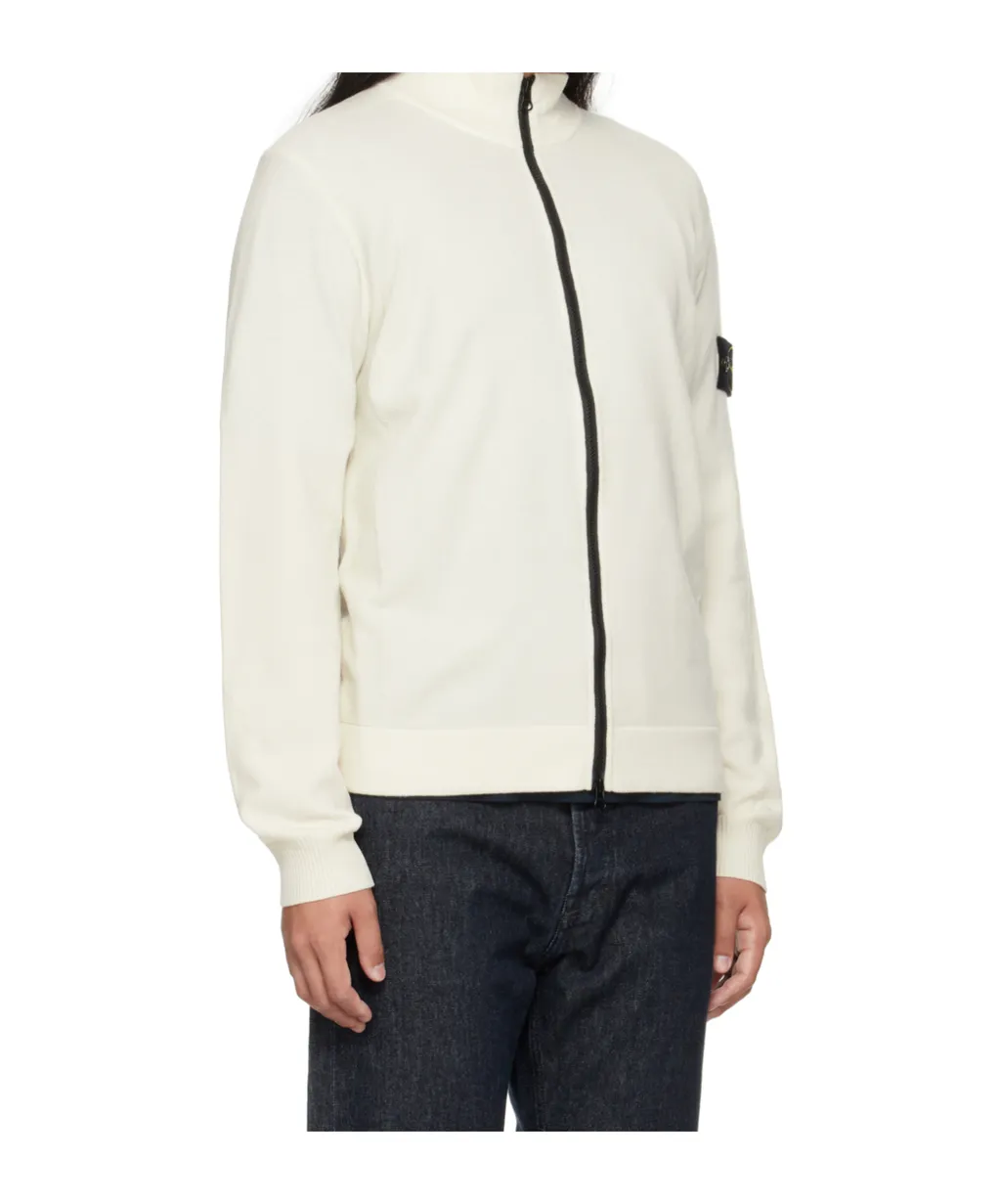 Stone Island Logo Patch Zip-Up Cardigan
