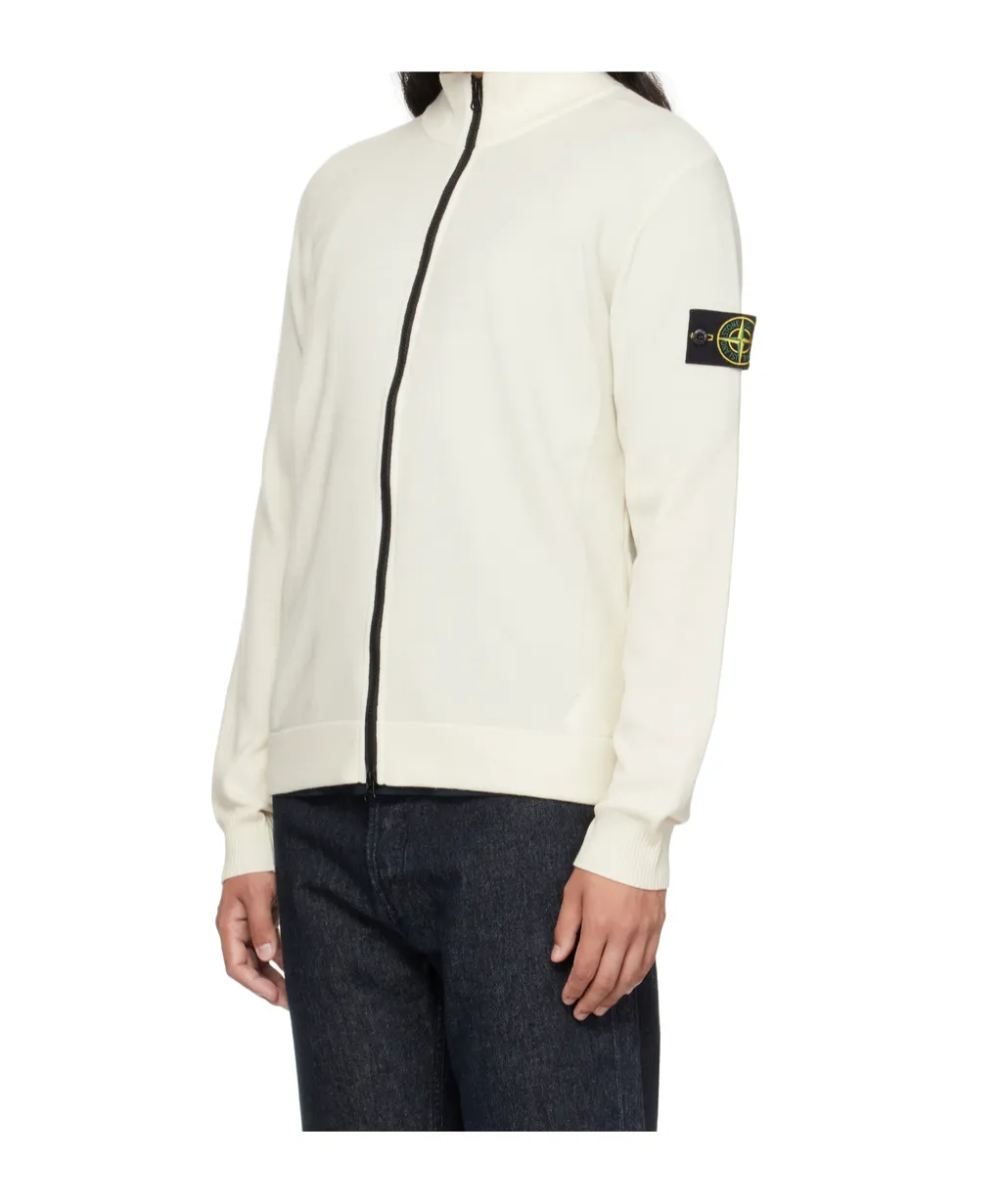 Stone Island Logo Patch Zip-Up Cardigan