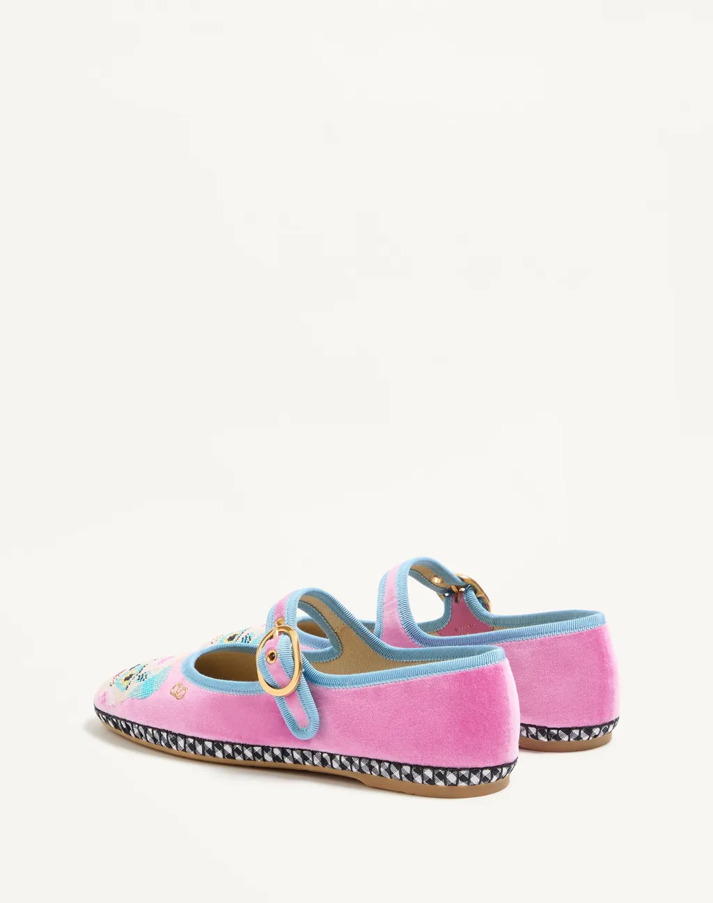 Mary-Jane Endouce Velvet Ballerina With Le Chat De La Maison Embroidery
