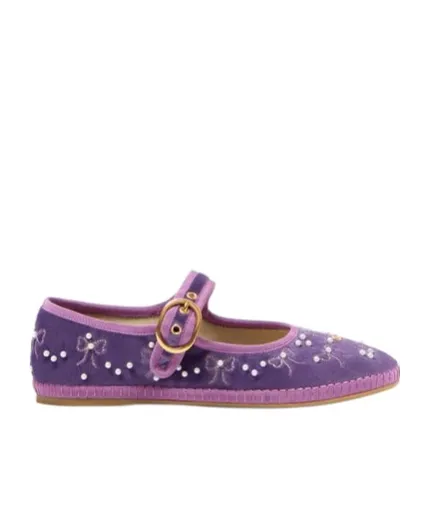 Valentino Endouce Velvet Bow Detailed Ballet Flats