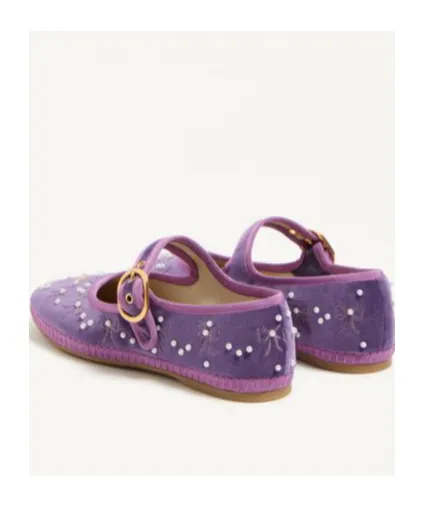 Valentino Endouce Velvet Bow Detailed Ballet Flats