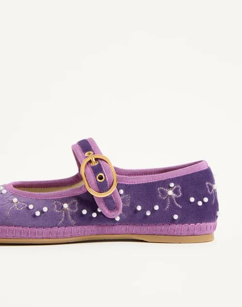 Valentino Endouce Velvet Bow Detailed Ballet Flats