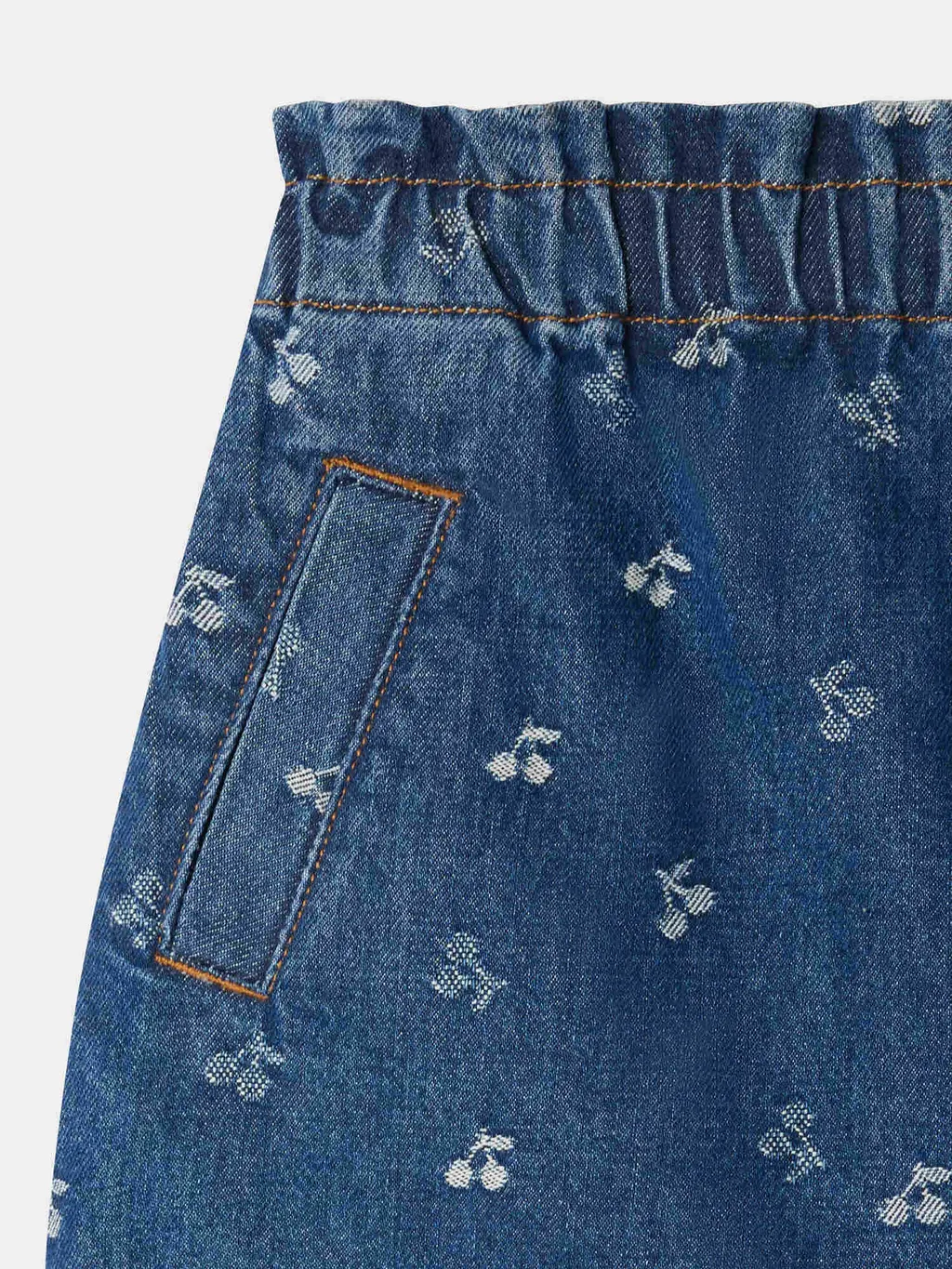 Bonpoint Cherry-Print Denim Skirt