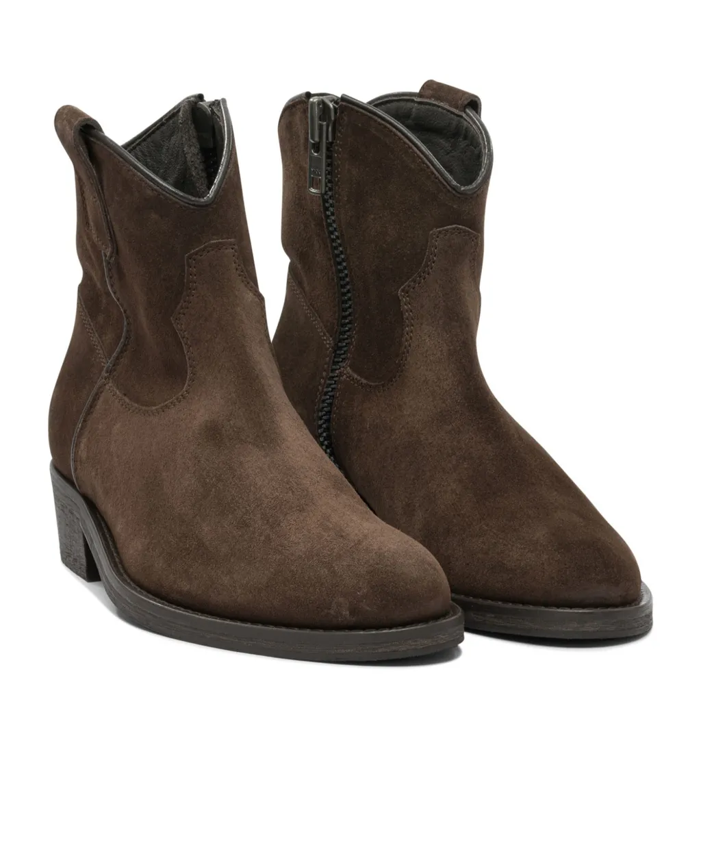 Zip-Detail Suede Cowboy Boots