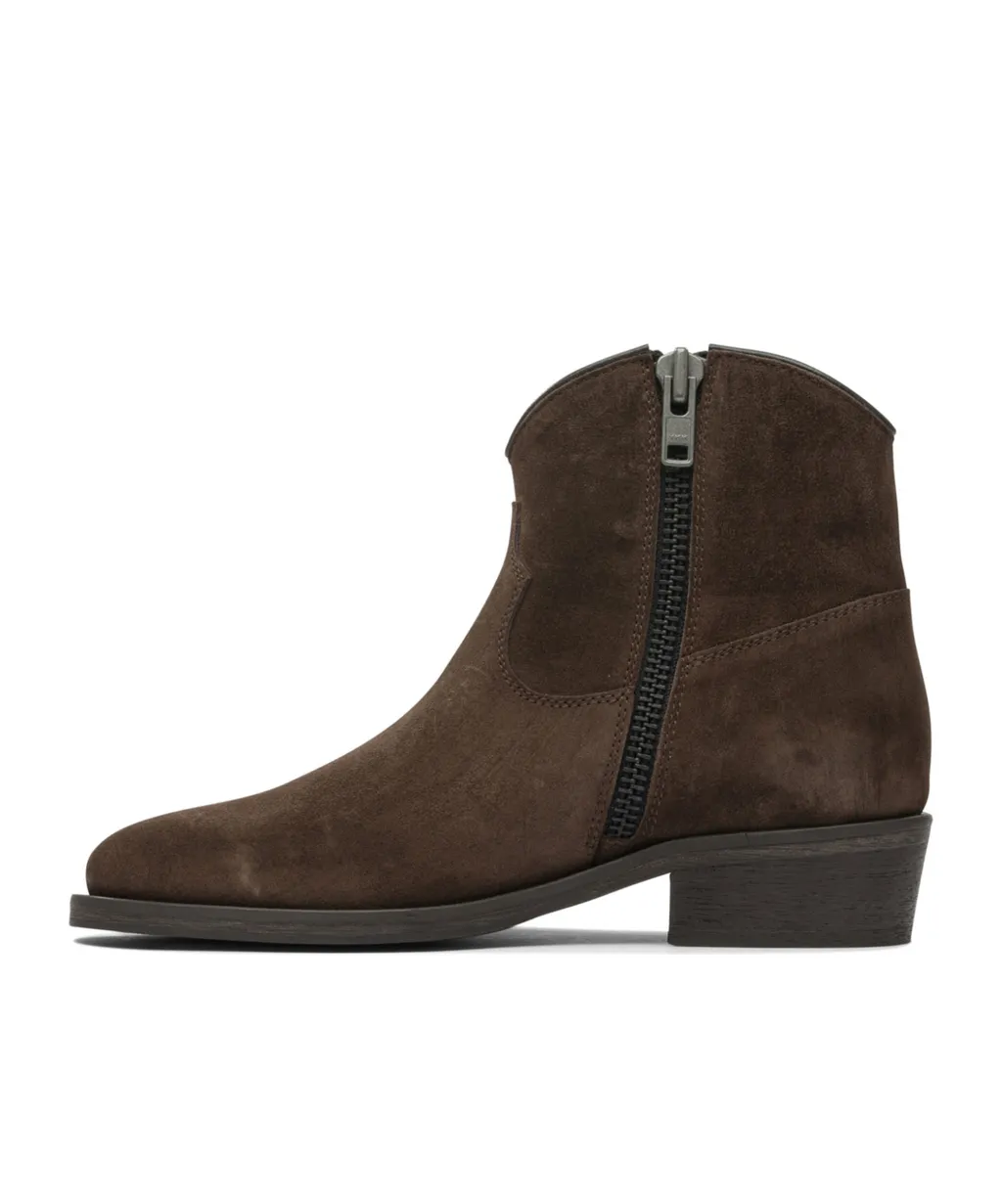 Zip-Detail Suede Cowboy Boots