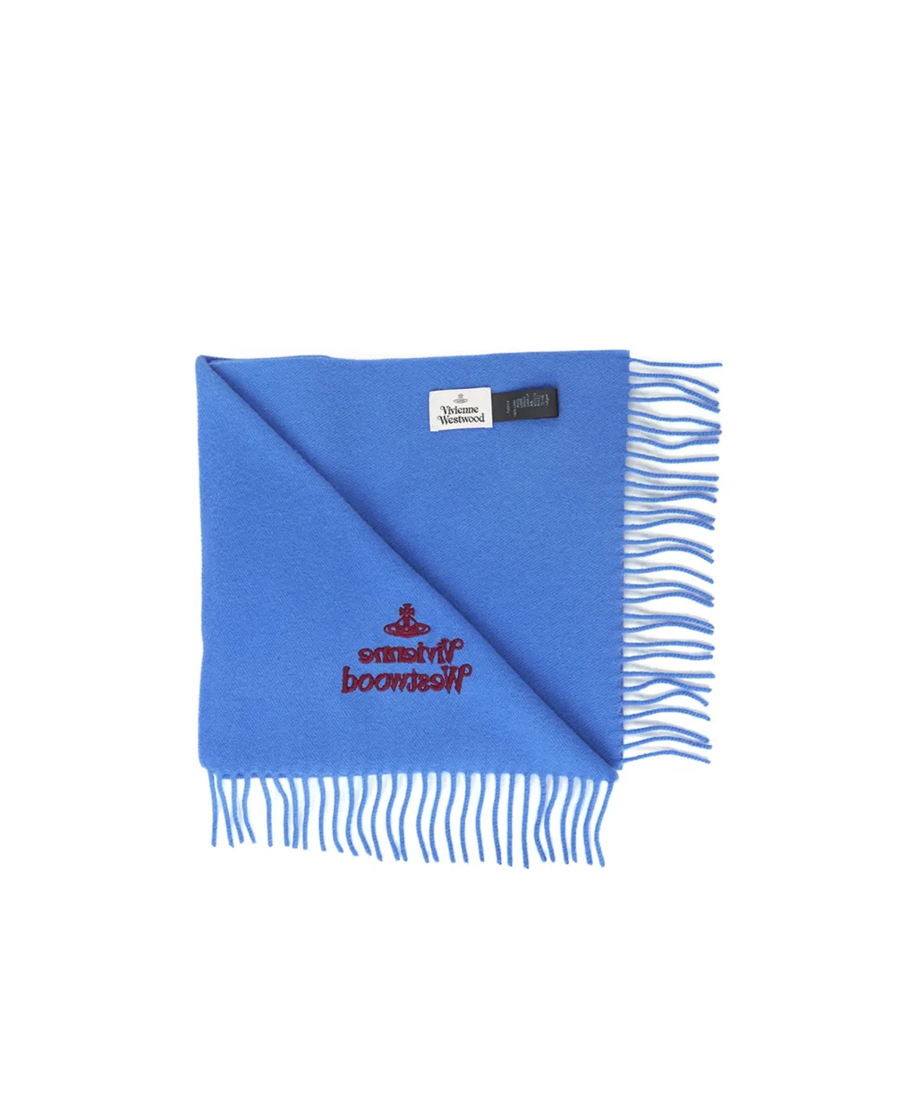 Vivienne Westwood Logo Embroidered Fringed Scarf