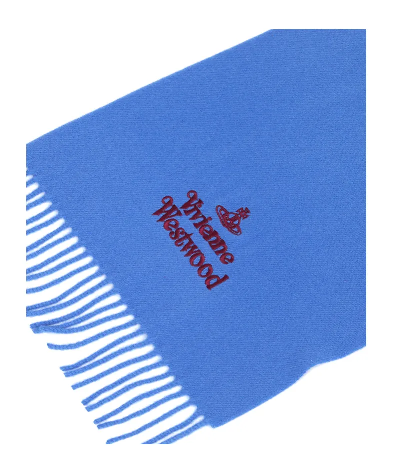 Vivienne Westwood Logo Embroidered Fringed Scarf