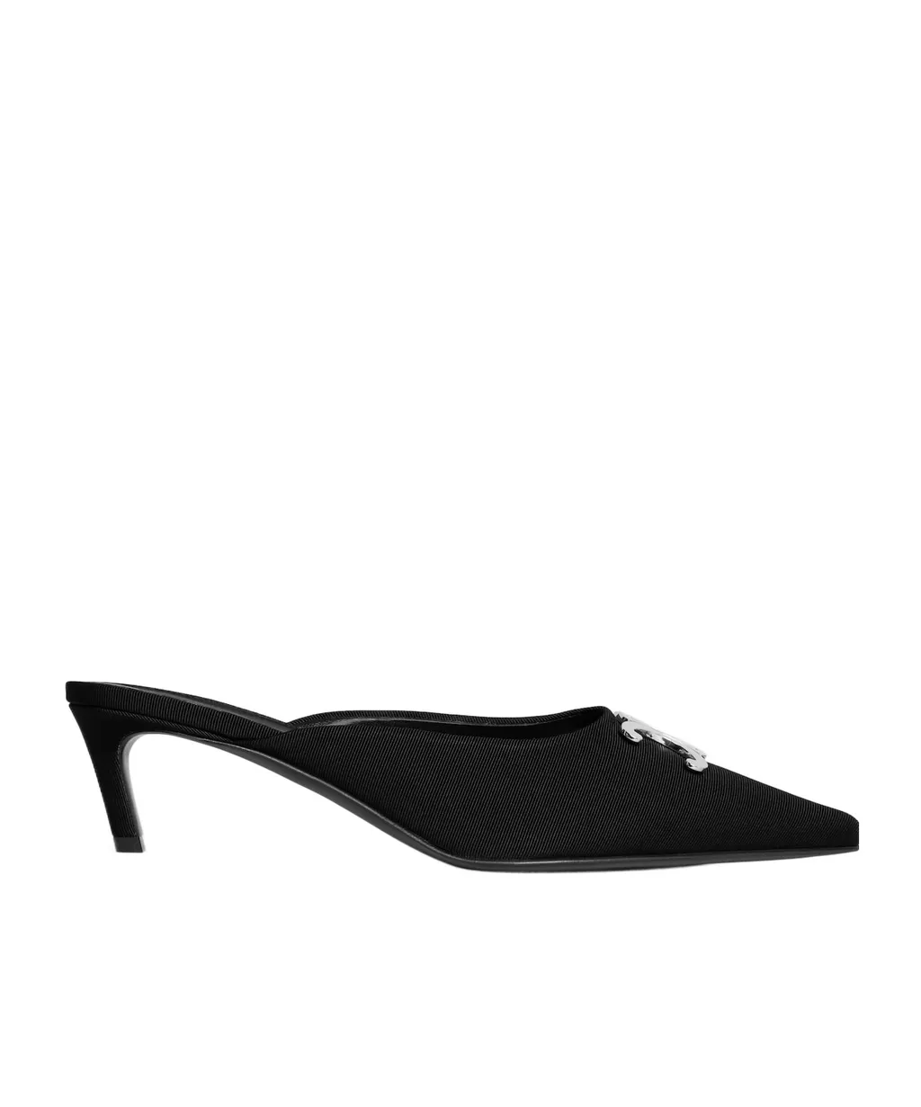 Celine Alma Triomphe Mule In Gros-Grain Fabric