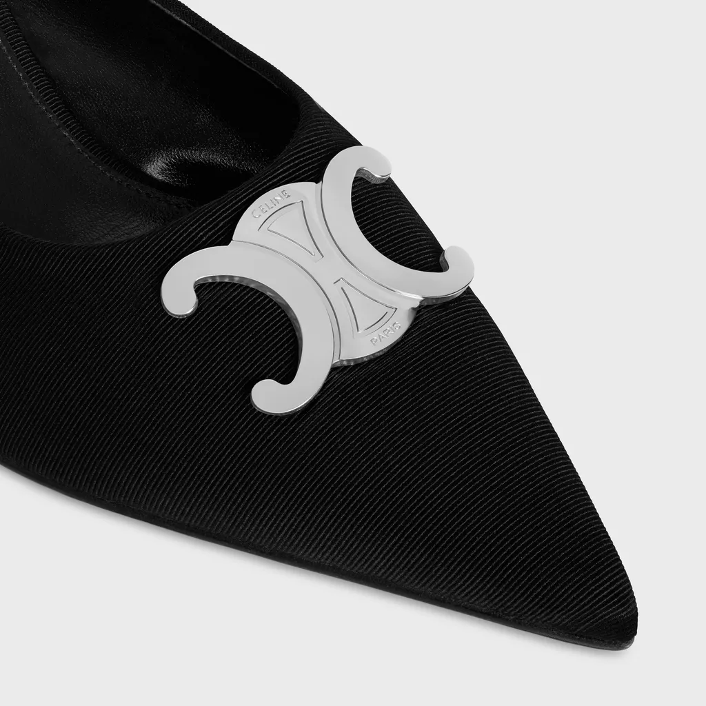 Celine Alma Triomphe Mule In Gros-Grain Fabric