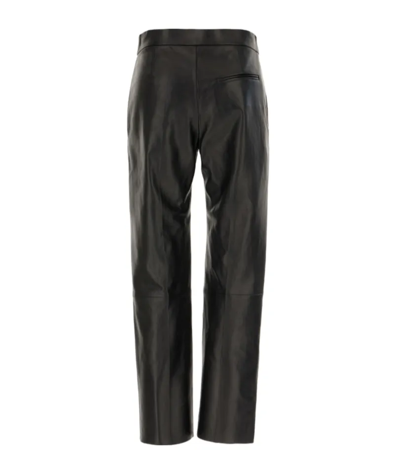 Straight-Leg Leather Pants