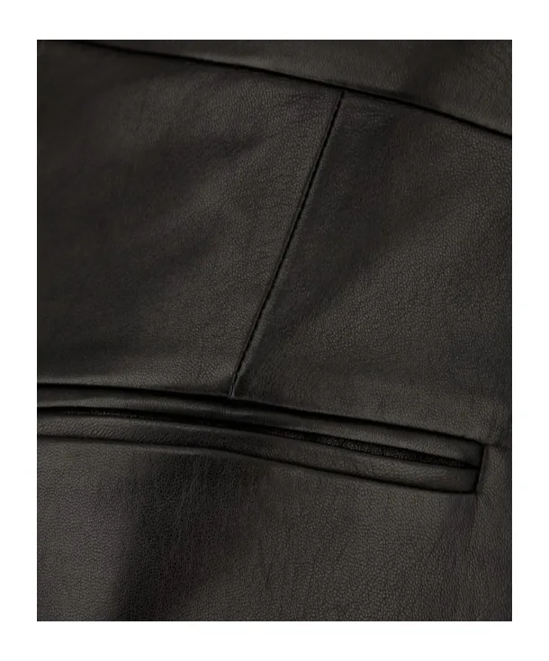 Straight-Leg Leather Pants