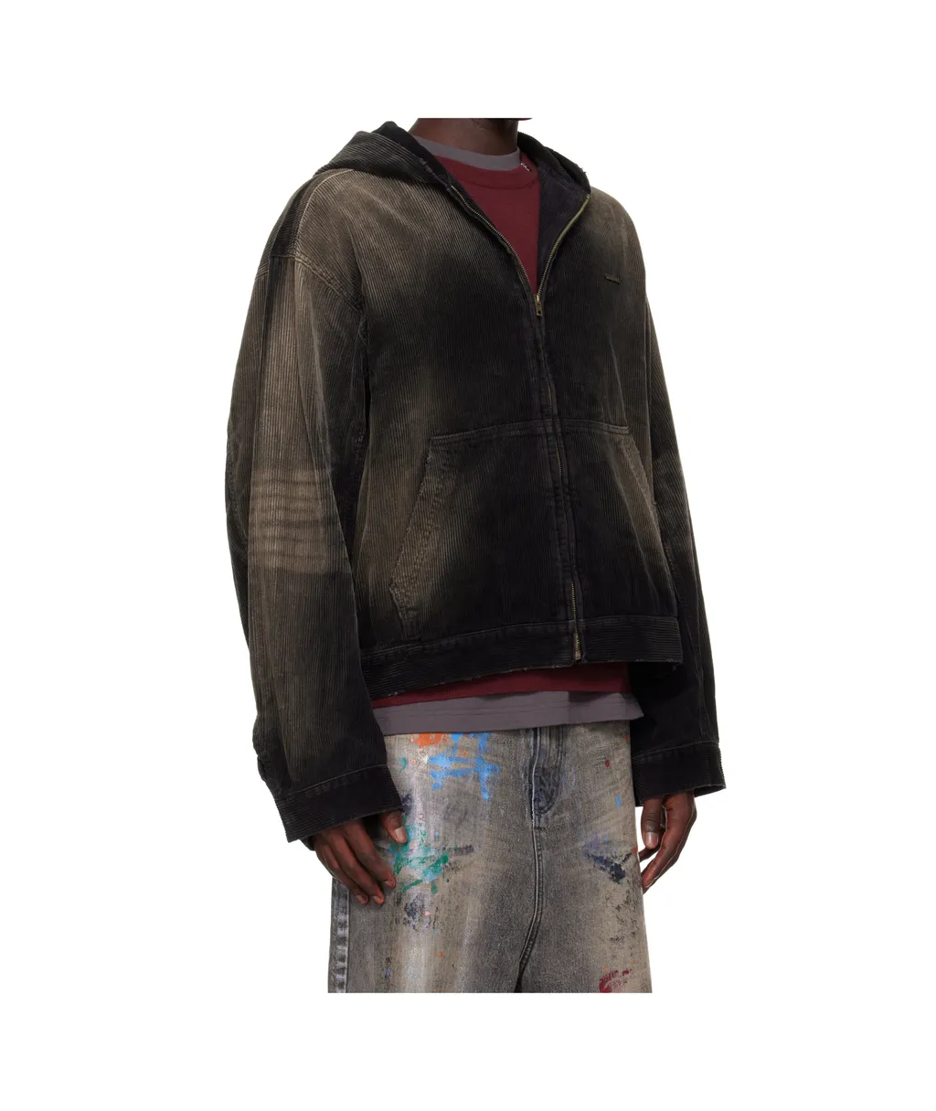 Corduroy Zip-Up Hooded Jacket