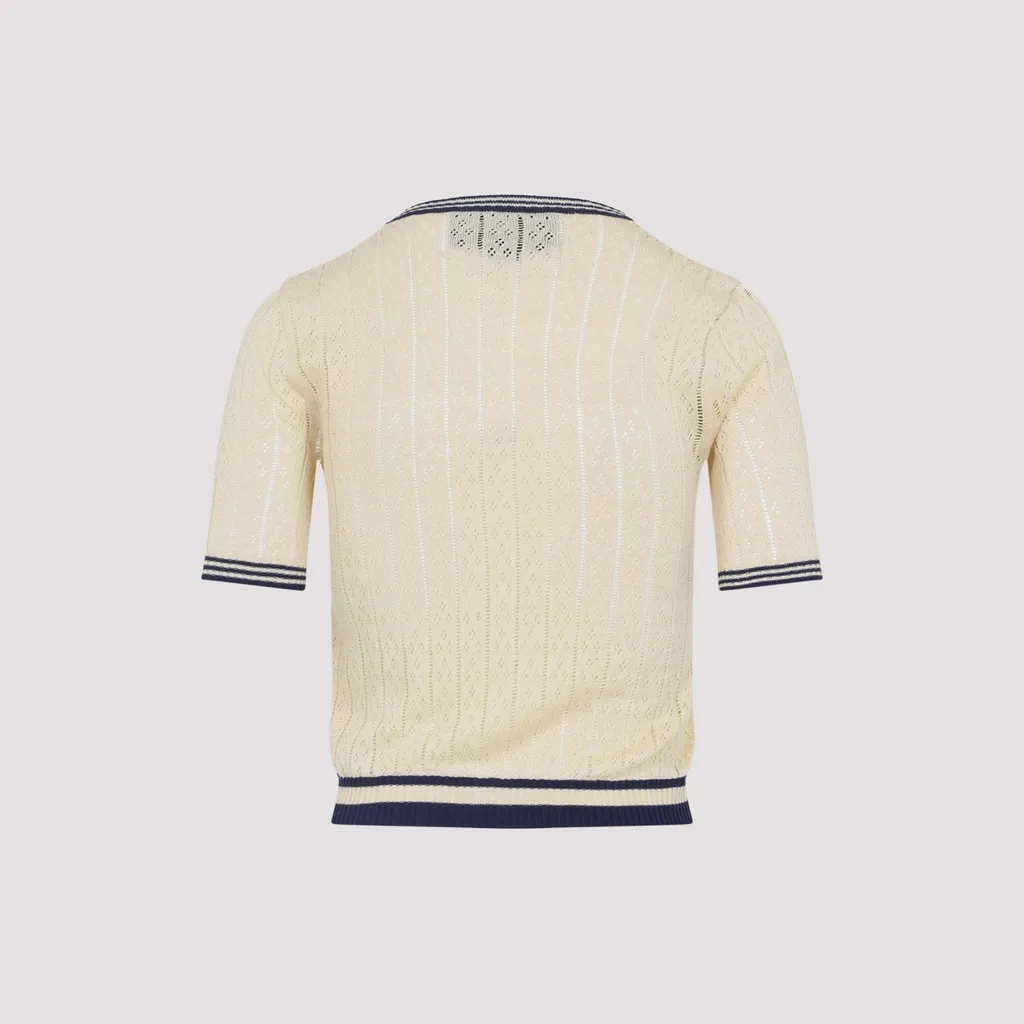 Embroidered-Pocket Short-Sleeve Cardigan