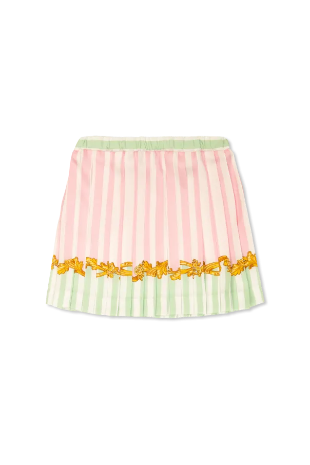 Pleated Striped Skirt