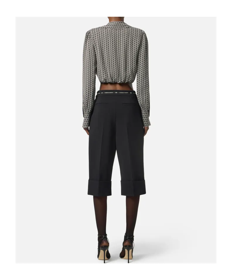 Geometric-Print Wrap Top