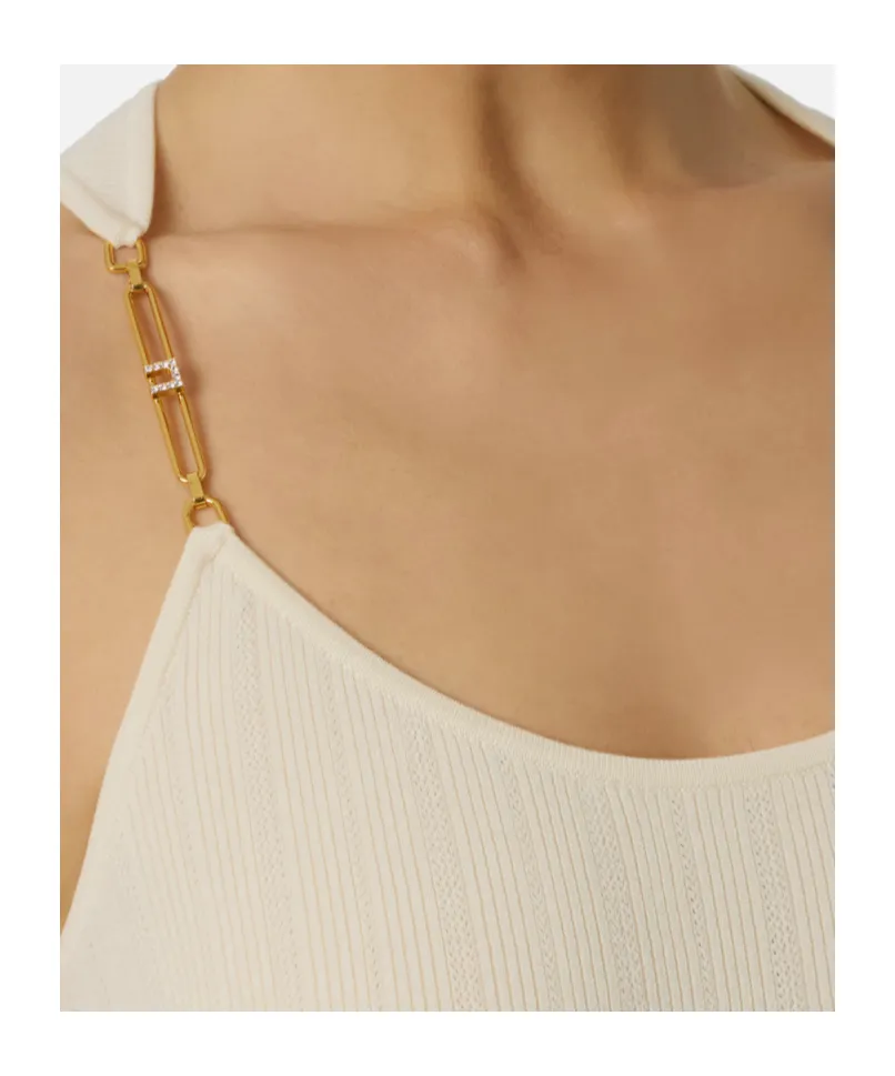 Chain-Straps Ribbed Top