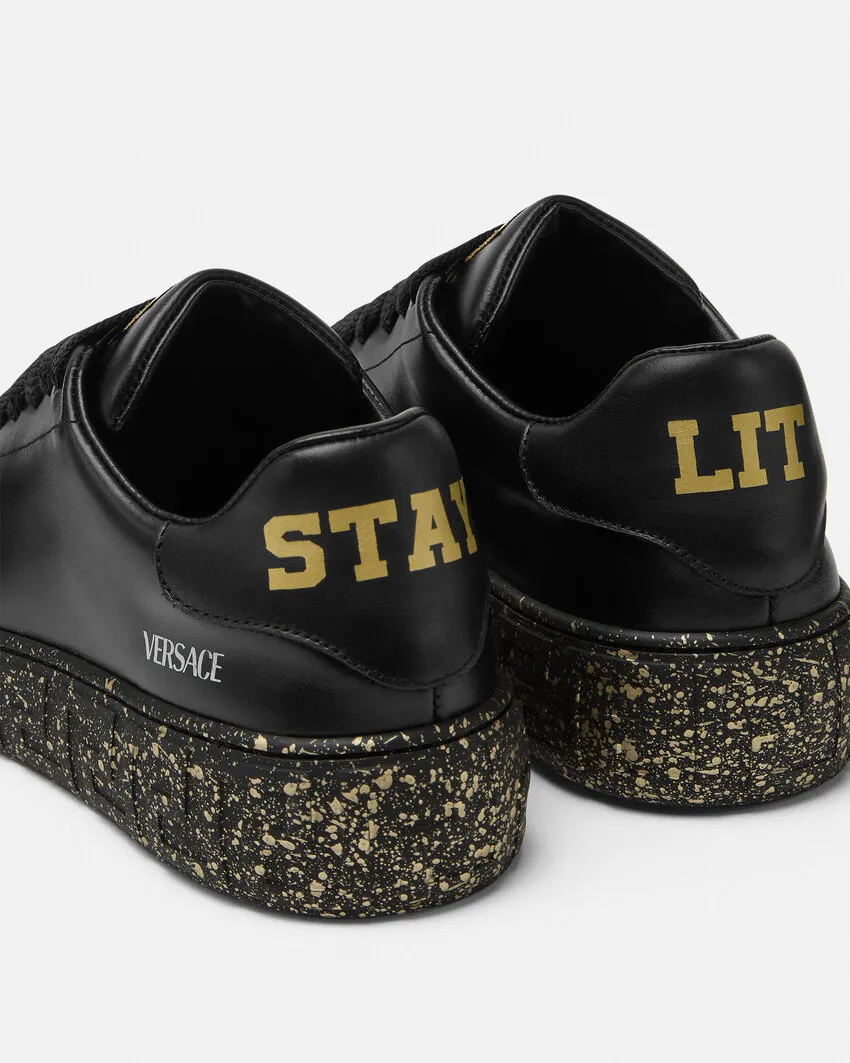 Greca Logo-Detail Speckled Sole Sneakers