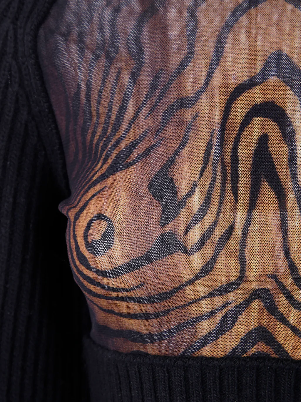 Wood-Print Wool Top
