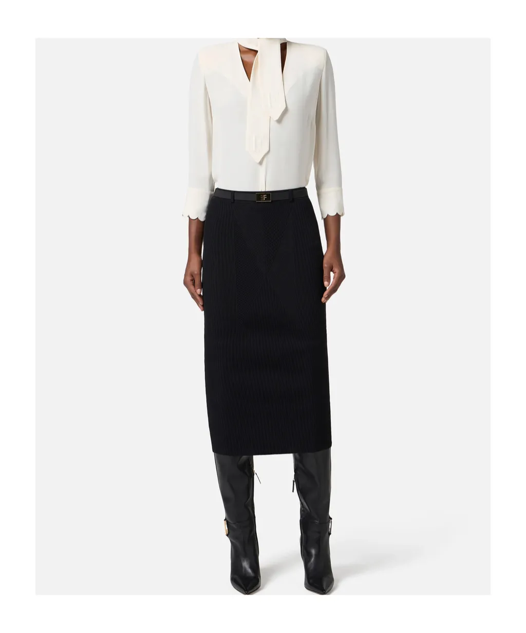 Scallop-Edge Embroidered Blouse