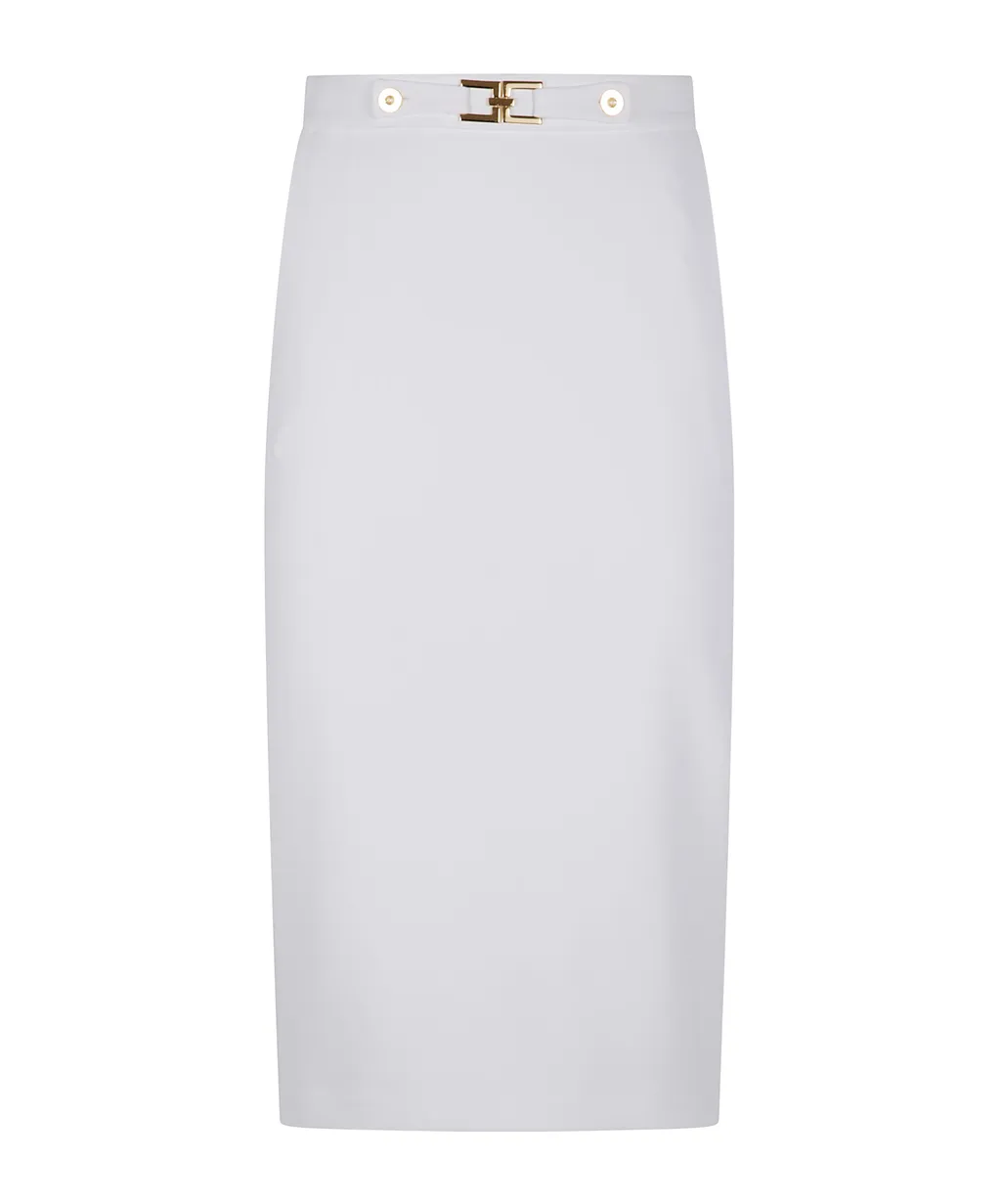 Gold-Buckle Pencil Skirt