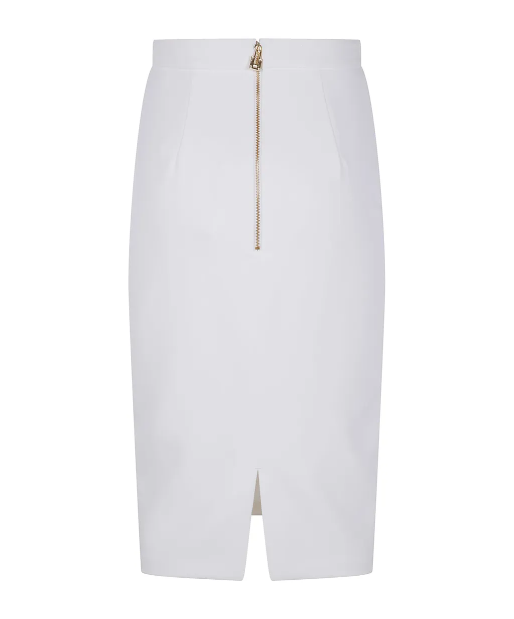 Gold-Buckle Pencil Skirt