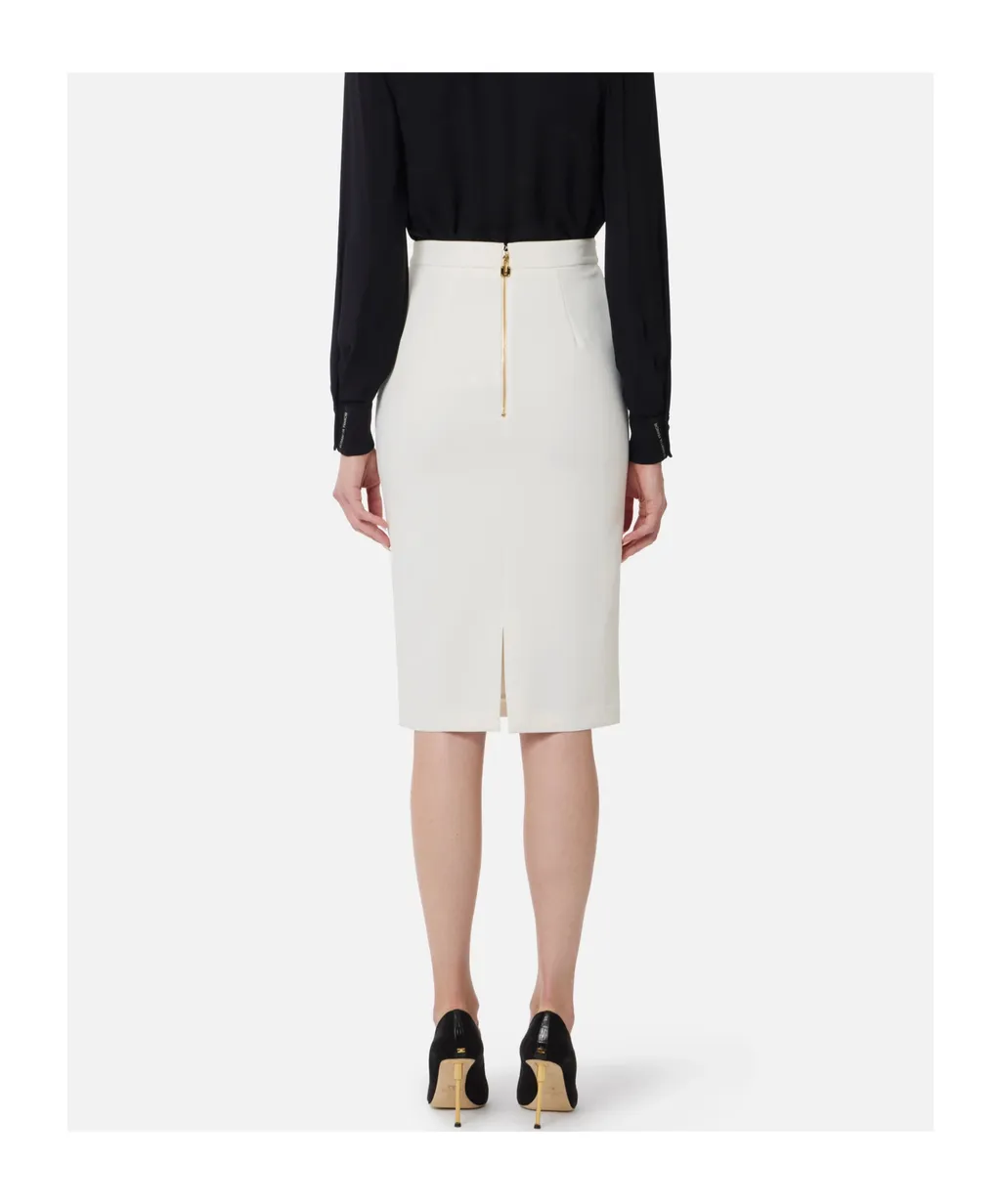 Gold-Buckle Pencil Skirt