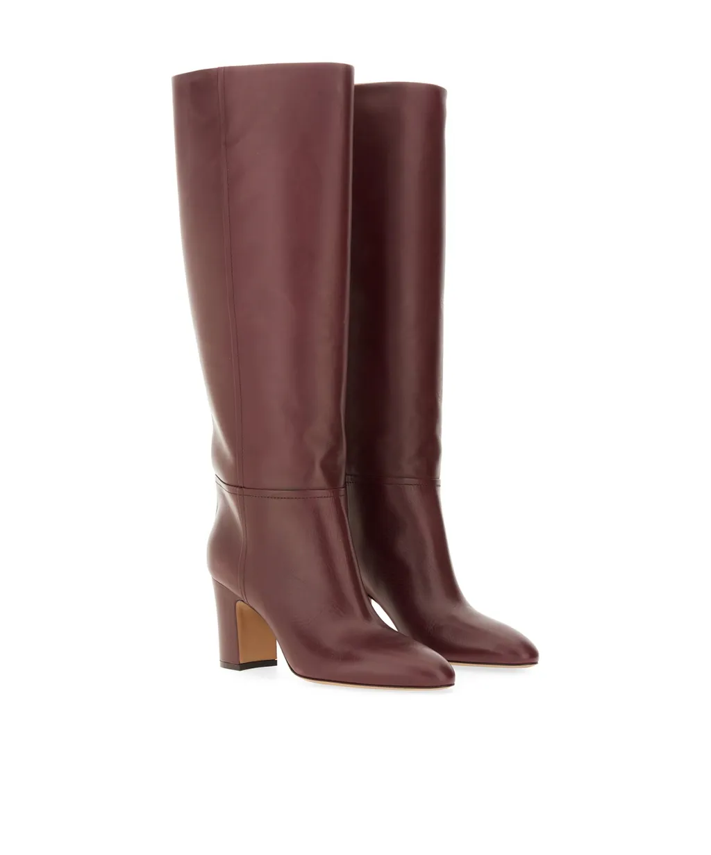 70Mm Leather Block-Heel Boots