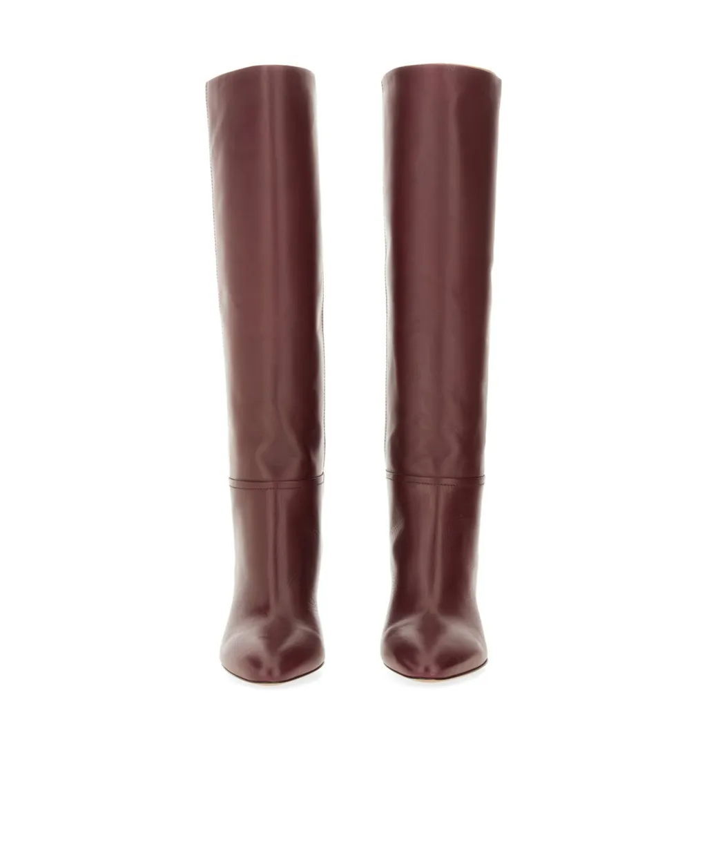 70Mm Leather Block-Heel Boots
