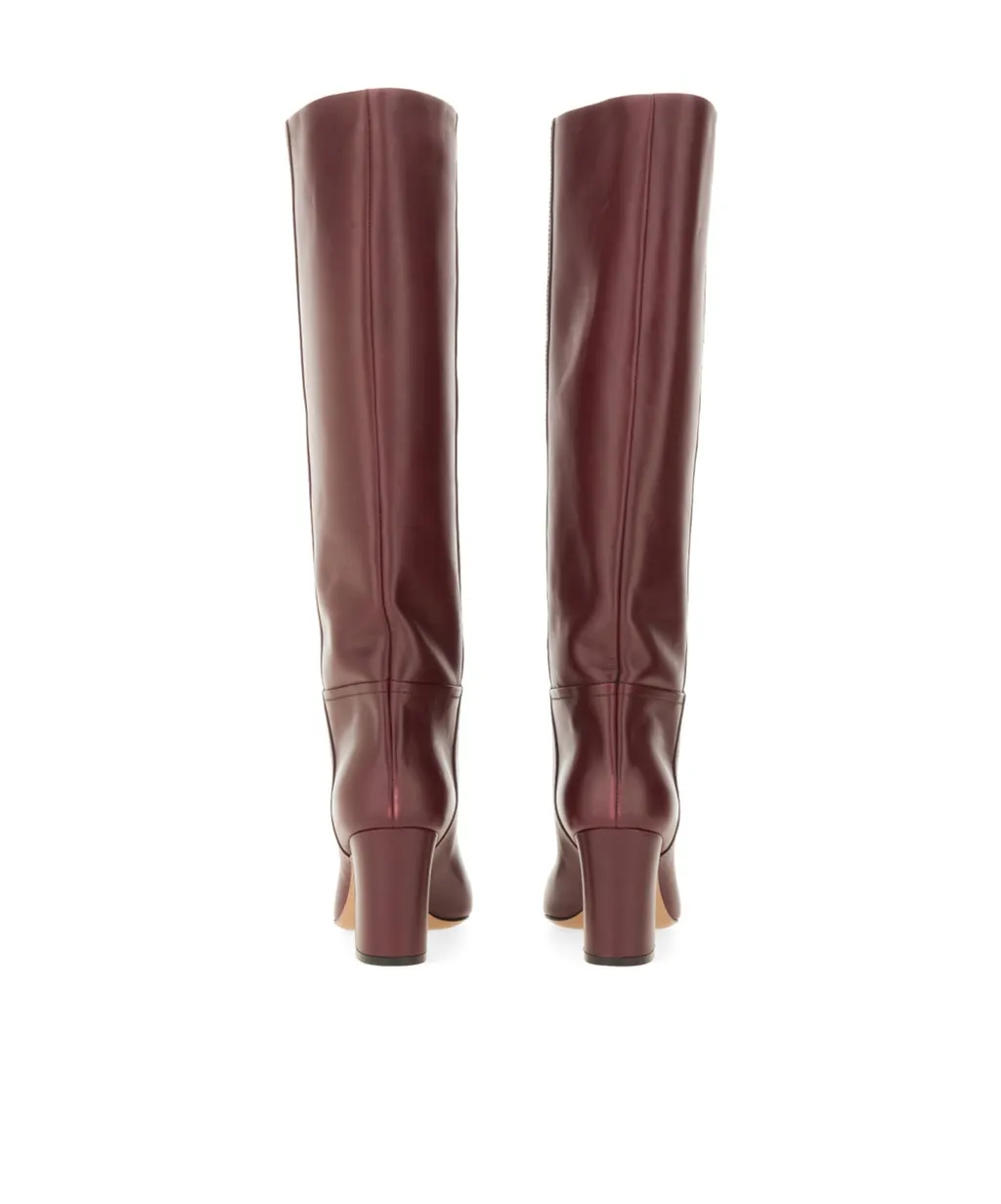 70Mm Leather Block-Heel Boots