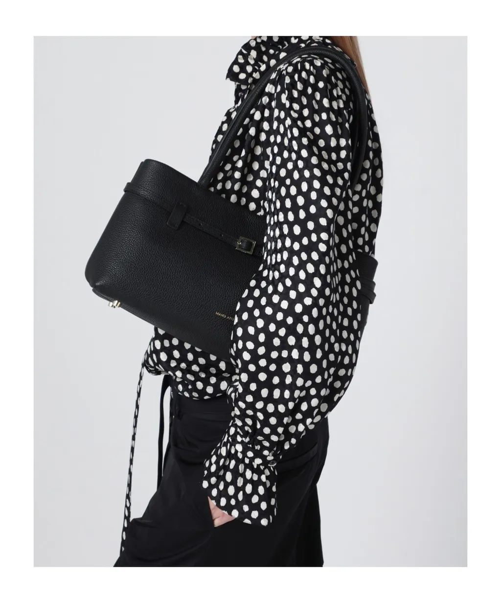 Buckle-Strap Tubular-Handles Tote Bag
