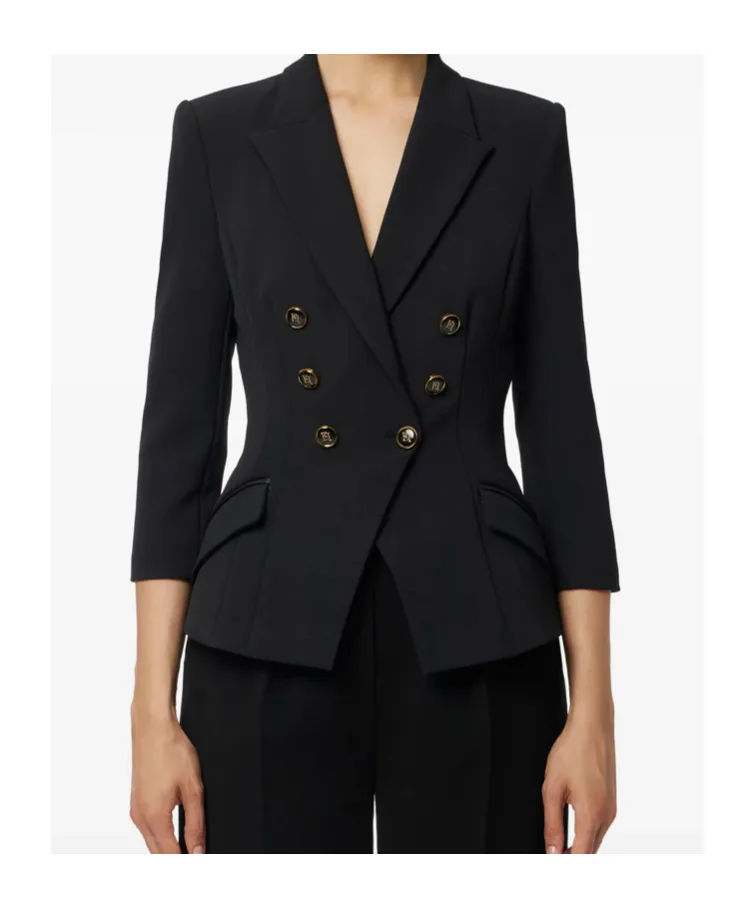 Double-Breasted Gold-Button Jacket