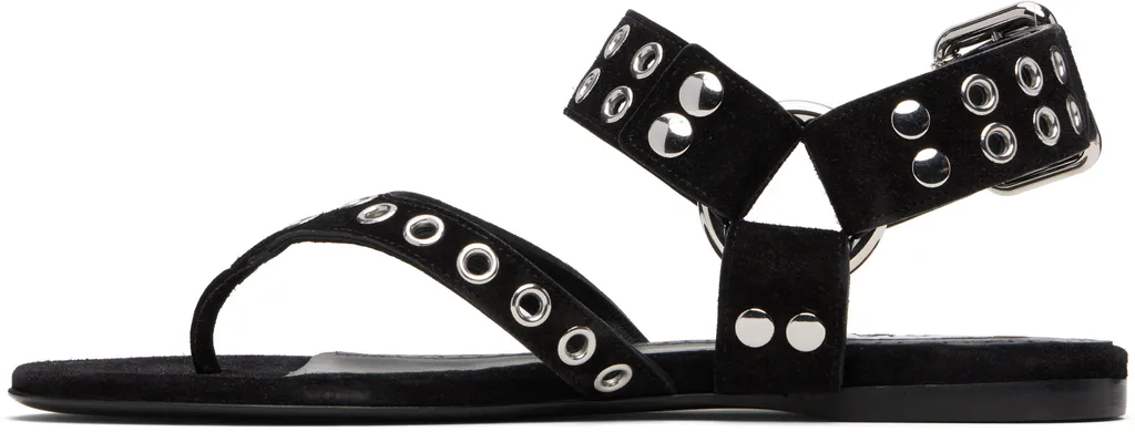 Suede Calfskin Herringbone Flat Sandals