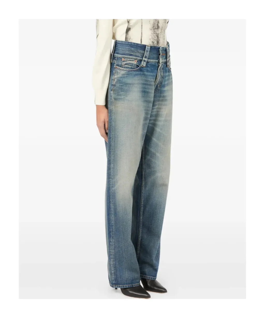 Mm6 Maison Margiela Faded Straight-Leg Drawstring Jeans
