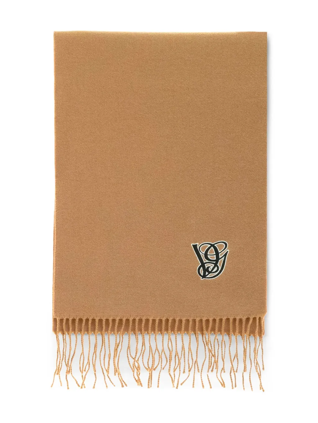 Logo-Embroidered Fringed Scarf