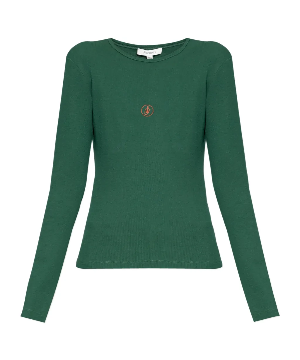 Logo-Embroidered Ribbed Top